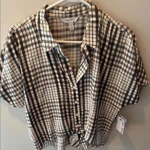 Nine West Black and White Checkered Women's Top